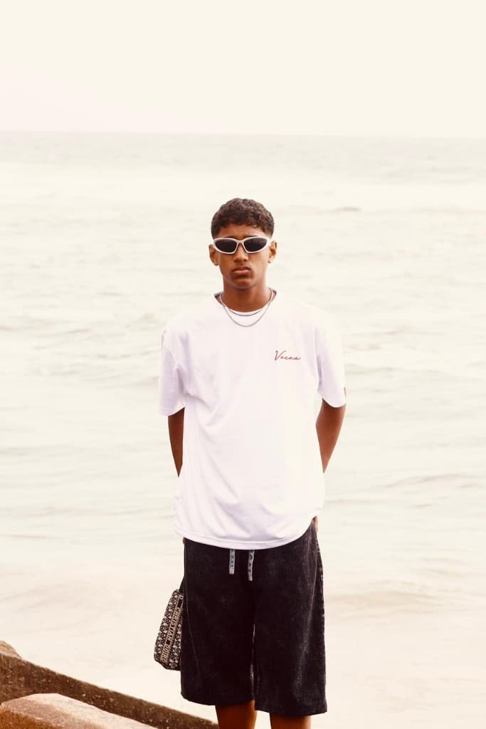white relaxed cotton streetwear tee men beach lifestyle